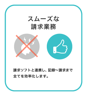 請求ソフトと連携し、記録から請求までのフローを効率化します。